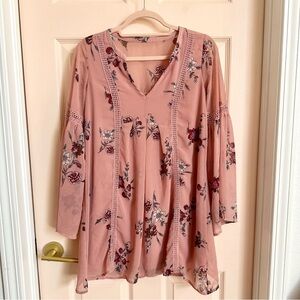 Pink floral sequin hearts dress